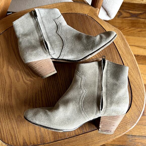 Isabel Marant Dicker Suede Ankle Boots Booties Size 36 Tan Western - Picture 3 of 10